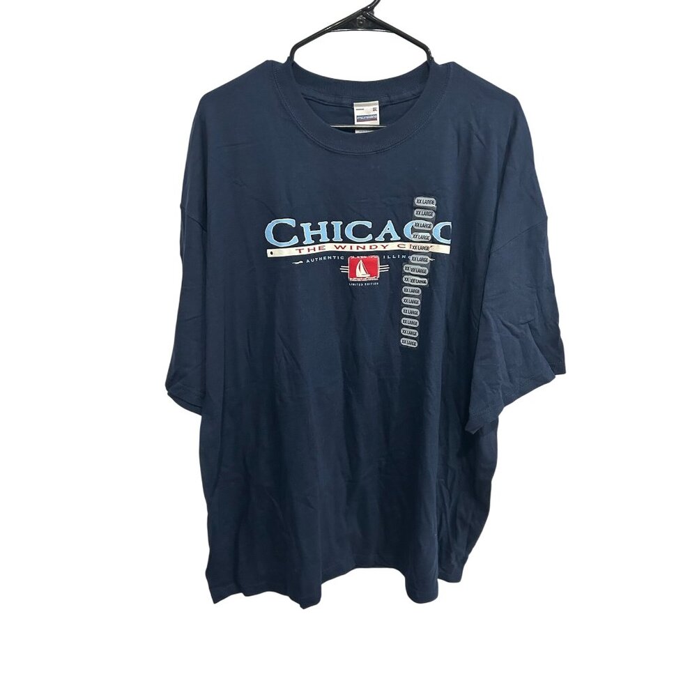 Perrin Chicago The Windy City Graphic Tee Navy Blue Sz 2XL Cotton Essential NWT